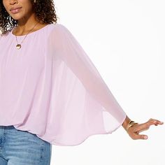 WynneLayers Chiffon Cocoon Top  A flattering cocoon shape, woven chiffon material and a knit tank lining add a cozy-chic layer to your fave everyday, all-season looks. Chiffon Material, Cozy Chic, Knit Tank, Knit Tanks, Easy Wear, Fashion Clothes Women, Chiffon, Womens Tops, Knitting