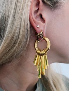 SUNBEAM EAR WEIGHTS - Etsy Gold Dangle Cartilage Earrings, Gold Dangle Metal Piercings, Gold Dangle Pierced Ear Cuff, Gold Dangle Ear Cuff Single Earring, Gold Metal Dangle Piercings, Gold Dangle Piercings In Metal, Gold Internally Threaded Plug Earrings, Nickel-free Gold Dangle Ear Cuff, Gold Dangle Ear Cuff Nickel Free