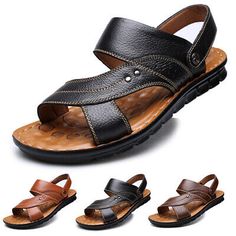 Gladiator Mens Casual PU leather beach slip on loafer fisherman sandal slipper | eBay Beach Slip-on Slingback Sandals With Leather Sole, Brown Round Toe Slip-ons For Summer, Leather Sole Slip-on Slingback Sandals For Beach, Brown Slippers For Outdoor Summer Use, Brown Outdoor Slippers For Summer, Brown Summer Slip-ons With Round Toe, Comfortable Brown Summer Slip-ons, Brown Summer Outdoor Slippers, Slip-on Closed Toe Outdoor Sandals