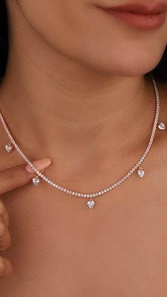 925 Sterling Silver Dangle Stone 2 mm Tennis Chain Necklace, Cubic Zirconia Tennis Choker Necklace, Cz Tennis Necklace, Dainty Silver Necklace, Bridal Jewelery Color : Rose / Gold / Rhodium Weight: 9.4 gr Chain Length: 35+5 cm Swing Length: 1 cm Product Code: CH1105YKRS All of our products are sent with a gift box. If you have questions, you can contact us by message Fast Shipping: It will reach you in 2-5 days with DHL or FedEx. Dainty Round Rhinestone Jewelry, Dainty Cubic Zirconia Jewelry With Rhinestones, Heart Cut Cubic Zirconia Tennis Necklace For Gifts, Sparkling Cubic Zirconia Tennis Necklace Gift, Cubic Zirconia Dangle Necklace With Rhinestones, Tennis Choker Necklace, Bird Earring, Dainty Silver Necklace, Tennis Chain Necklace