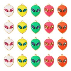 PRICES MAY VARY. PACKAGE: 4pcs x 5colors, 20pcs enamel alien pendants, 1.08x0.77x0.22 inches (27.5x20x5.5mm), holes: 0.08 inches (2mm). Our products have passed strict quality inspection. IF THE PRODUCT YOU RECEIVED IS DAMAGED DURING TRANSPORTATION, PLEASE SEND AN EMAIL IMMEDIATELY AND WE WILL PROVIDE A 100% REFUND！ DIAMOND EYES ALIEN: The alien pendant is designed in the shape of a cute alien, using two sparkling water diamonds as their eyes, which is more realistic, unique and novel in style, Mardi Gras Jewelry, Easter Necklace, Alien Face, Alien Head, Box Craft, Cute Alien, Jewelry Making Bracelet, Jewelry Words, Diamond Eyes