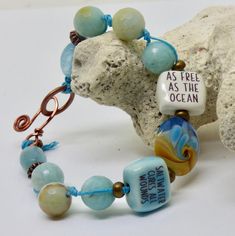 Ocean Bracelet Beach Lover Copper Art Jewelry Blue Boho - Etsy Inspirational Blue Bracelets For Gifts, Adjustable Ocean-colored Beaded Bracelets For Gifts, Adjustable Ocean Color Beaded Bracelets For Gifts, Adjustable Beaded Bracelets In Ocean Color For Gift, Inspirational Blue Beaded Bracelets For Gifts, Inspirational Blue Bracelets For Friendship, As Free As The Ocean, Free As The Ocean, Boho Ocean