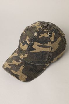 "🧢 Beautifully, We made the high-quality \"Distressed Washed Cotton Baseball Cap\" These are trendy style! Really comfortable and cute! * Camouflage Distressed Cap made by washed cotton * One Size Fits Most - Adjustable Strap closure on the back, you can easily adjust to fit your head. Circumference 21.6\"-23.6\", brim length 2.75\", crown height 4.75\" * * Features / Materials - 100% Washed cotton - Adjustable strap closure - Polo style design - 6 Panels - Relaxed, comfortable fit - Lightweigh Distressed Cap, Distressed Baseball Cap, Camo Hat, Army Cap, Camo Hats, Hat Baseball, Metal Straps, Cotton Hat, Vintage Hat