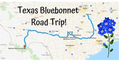 a map with bluebonnet road trip on it