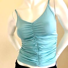 Sky Blue Misdemeanor Tank Top. -Ruched Front -V-Neck -Adjusted Straps -100% Nylon Never Worn. Color May Vary Due To Lighting And Screen Resolution. Fitted Casual Top With Ruched Back, Casual Fitted Top With Ruched Back, Casual Ruched Back Top For Spring, Casual Light Blue Ruched Top, Spring Blue Ruched Tank Top, Blue Stretch Tank Top, Bra Friendly, Ruched Tank Top, Tan Tank Top, Babydoll Tank Top