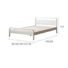 the bed frame is shown with measurements for it