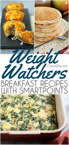 the cover of weight watchers breakfast recipes with smartpoint's, including pancakes and crepes