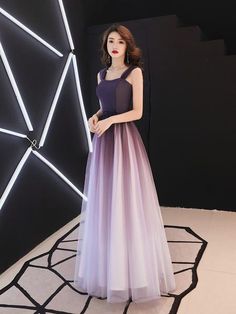 Beautiful Light Purple Gradient Tulle Long Formal Dress, Off Shoulder – BeMyBridesmaid Formal Dress Off Shoulder, Off Shoulder Prom Dress, Long Formal Dress, Purple Gradient, Dress Off Shoulder, Make Your Own Dress, Beautiful Prom Dresses, Tea Length, Beautiful Lights