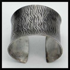 FLAMES - Handforged Embossed Antiqued Wide Pewter Cuff Bracelet Rolling Mill, Austin Tx, Emboss, Heeled Mules, Cuff Bracelet, Mule Shoe, Cuff Bracelets, Austin, Cuff