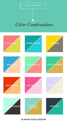 the color combinations for different colors are shown in this graphic style, and there is also an