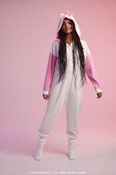 Hello Kitty Hooded Pajama Jumpsuit Romantic Bf, Kitty Clothes, Hello Kitty Clothes, Body Suit With Shorts, Onesie Pajamas, Fleece Pajamas, Cute Pajamas, Goth Outfits, Baddie Outfits