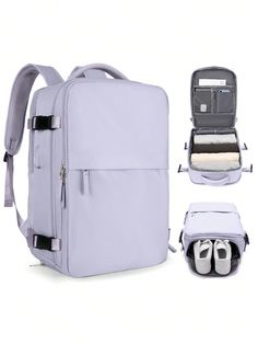 [Large Travel Backpack for women and men]This backpack is made of waterproof durable polyester, good air permeability and heat dissipation with two padded shoulder straps, offers lightweight carrying and of force reinforcement, relieve the pressure of your shoulders, and keeping cool when you carry it for a long time. And it is tough, firm and does not fade.
[Separate Shoe Compartment Design & Wet Bag]Main pocket x 3, laptop compartment x 1(fit for 14" laptop respectively), and many other pocket Backpack For College, Professional Backpack, Carry On Backpack, Large Backpack Travel, Everyday Backpack, Backpack For Women, College Backpack, Wet Clothes, Wet Bag