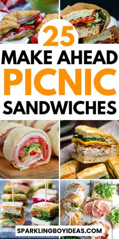 25 make ahead picnic sandwiches with text overlay