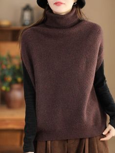 Details: Gender: Women Item Type: Sweaters Material: Cotton Pattern Type: Solid Season: Spring, Autumn Style: Leisure, Daily, Retro Occasion: Going Out, Daily Size: One Size Length: 60.00 cm/ 23.62 " Bust: 116.00 cm/ 45.67 " Stretch Vest For Fall Layering, Fall Stretch Vest For Layering, Versatile Winter Vest For Workwear, Knit Vest Outerwear For Fall, Chic Knit Vest For Winter, Versatile Stretch Vest For Fall, Knitted Winter Vest, Solid Vest For Layering In Fall, Winter Layering Solid Color Sweater Vest