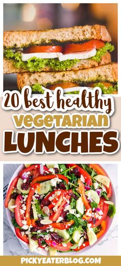 healthy vegetarian lunches with text overlay that reads 20 best healthy vegetarian lunches