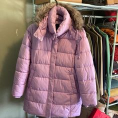 Purple Puffer Talbots Coat Worn Twice In Perfect Condition With Removable Fur Hood Fur Hood, Puffer Coat, Color Purple, Puffer, Jackets & Coats, Jackets For Women, Purple, Women Shopping, Color