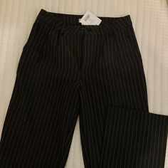 Super Cute! Brand New & Never Worn Sophomore Outfits, Flame Pants, Black Striped Pants, Pin Stripe Pants, Newspaper Fashion, Slim Straight Pants, Pinstripe Pants, Business Pants, Blouse Pants