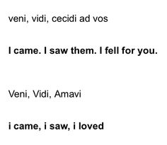 the words are written in black and white on a piece of paper that says i came, i saw them, i fell for you