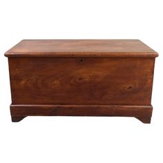 an old wooden chest on white background