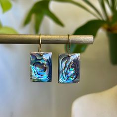 Large rectangle abalone earrings-serena kojimoto studio Abalone Jewelry, Abalone Earrings, Blues And Greens, Pearl Gemstone, Gift Card Sale, Earring Sale, Silver Gifts, Diy Earrings, Ring Bracelet