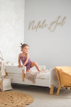 Muse Toddler Bed - White + Natural – Project Nursery Neutral Floral Wallpaper, Boho Toddler Room, Rattan Vanity, Toddler Bed Girl, Boho Toddler, Big Kid Bed, Nursery Dresser, 110 Pounds, Makeover Bedroom