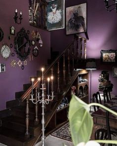 Gothic House Inspiration, Romantic Gothic Bedroom Ideas, Romantic Gothic Home Decor Victorian, Whimsy Gothic Bedroom, Purple Witchy Room Aesthetic, Dark Eclectic Color Palette, Magic Home Decor, Purple Whimsigoth Room