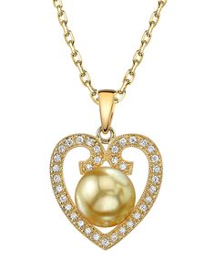 This heart shaped pendant is a recent addition to The Pearl Source and is sure to be a favorite. The pendant is adorned with a gorgeous 9mm Golden pearl. The pearl has high quality with 'Very High' mirror luster. If you are looking for a truly unique product, then this pendant will blow away your expectations. Heart Shaped Diamond Pendant, Household Accessories, Pearl Trend, Pearl Diamond Pendant, Single Pearl Necklace, Golden Pearl, Heart Shaped Pendant, Golden South Sea Pearls, Mother Of Pearl Jewelry