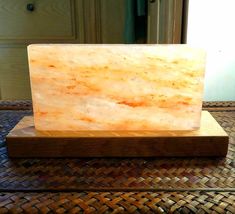 a soap bar sitting on top of a wooden stand