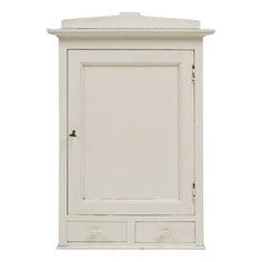 a white cabinet with two drawers on the bottom and one door open to reveal something