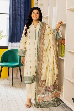 Brand: Gul AhmedProduct: CL-42196 BCollection: Gul Ahmed Mothers Unstitched Lawn CollectionFabric: Lawn PRODUCT DETAILS: Printed Lawn Dupatta -2.50 Meters Printed Lawn Shirt – 1.75 Meters Dyed Trouser – 1.75 Meters DISCLAIMER:* Lining, Laces, and Tassels are not included in unstitched variants.* Embellishment items in stitched outfits are subject to market availability.* Product color may vary due to photographic lighting or your device settings. CARE INSTRUCTIONS: Extra Fabric Has Been Used For Shoot Original Color May Vary Slightly From The Picture Dry Clean Recommended Iron The Clothes At Moderate Temperature Do Not Use Bleach, Or Stain Removing Chemicals Damp Fabric Should Not Be Exposed To Sunlight Gul Ahmed Mothers Unstitched Lawn Collection Authenticity Guaranteed – 100% Original Br Asian Designers, Pakistani Lawn Suits, Stitch Clothes, Gul Ahmed, Unstitched Suits, Lawn Shirts, Lawn Suits, Dyed Linen, Printed Cotton Dress