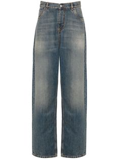 indigo blue cotton washed denim signature Pegaso motif embroidered logo to the rear mid-rise belt loops concealed fly and button fastening classic five pockets wide leg Floral Shoes, Mens Scarves, Scarf Men, Suit Accessories, Washed Denim, Rugby Shirt, Wide Leg Denim, Indigo Blue, Denim Wash