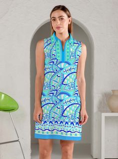 Our Valencia Print Cotton Knit Dress! Hand-screen printed for a unique design, this dress is perfect for any occasion - from casual wear to parties, beach vacations, and office events. Show off your adventurous spirit and stand out from the crowd! Content:95% Cotton, 5% Spandex Care: Machine wash separately in cold water Tumble dry low temperature and remove promptly.  Do Not use bleach Size Chart: Get the perfect fit with our Size chart included in product pictures. With accurate measurements, Green Sleeveless Graphic Print Dress, Sleeveless Graphic Print Vacation Dresses, Green Sleeveless Dress With Graphic Print, Sleeveless Green Dress With Graphic Print, Blue Graphic Print Dress For Vacation, Blue Graphic Print Dresses For Vacation, Xxxl Dress, Dresses Xxl, Beach Vacations