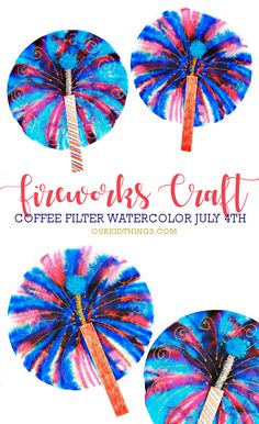 Coffee Filter Watercolor Fireworks Craft Paper Plate 4th Of July Craft, 4th Of July Art Projects For Kids Easy, 4tj Of July Crafts For Kids, Firecracker Crafts For Toddlers, Fourth Of July Projects For Preschoolers, Kid Crafts For 4th Of July, School Age 4th Of July Crafts, Firework Projects For Kids, Firework Crafts For Preschoolers