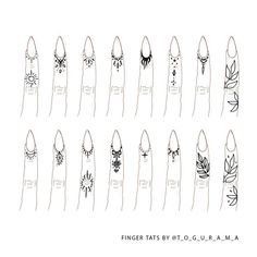 fingers with different designs on them and the words finger tattoos by g i llama