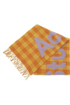 Acne Studios fringe scarf features an all-over check pattern and contrast jacquard woven fil coup?? Acne Studios logo. Crafted from a rich wool blend. Check Logo, Logo Scarves, Jacquard Sweater, Latest Fashion Design, Scarf Sale, Studio Logo, Fringe Scarf, Heron Preston, Patterned Scarves