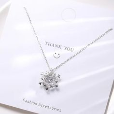 "Very Unique and Cute Sterling Silver Dainty Snowflake Necklace Elegant and unique, just like a snowflake, our dainty necklace is the perfect gift for anyone on your list! The Cubic Zirconium in the middle of the snowflakes can move around which makes this necklace more unique. Add some \"bling\" in this winter.  Hope you will like it! Care Tips:  Avoid direct contact with perfume, body lotion, hair sprays, or other chemicals. Avoid direct sunlight, heat, or cold, especially stay away from humidity. Remove jewelry when bathing, showering, or swimming. Clean the jewelry after each use and wipe with a soft cloth. Store the jewelry separately in an air-tight jewelry bag (or box). **Order will be shipped via letter mail which is not trackable. Or you can choose to upgrade to a trackable shippi Silver Snowflake Necklace For Holiday, Winter Snowflake Necklace, White Round Christmas Necklaces, Snowflake Necklace For Winter Holiday, Dainty Silver Snowflake Necklace, Silver Clavicle Chain Necklace For Christmas, Winter Holiday Snowflake Necklace, White Snowflake Necklace For Gift, Winter Snowflake Necklace, Perfect For Gifts