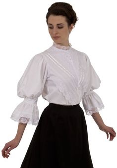 Peek into the past with this item from Recollections. Slavic Style, Victorian Shirt, Edwardian Wedding, Historical Clothes, Victorian Blouse, Frilly Blouse, Outfits 70s, Period Clothing, Victorian Costume