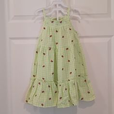 Soooo Cute. Green Gauze Tiered Sundress. Smocking On Front And Tie In Back. Just Adorable! Could Be Casual Or Dressy Casual Sundress For Spring Play, Fun Green Dresses For Playdates, Fun Green Dress For Playdate, Green Casual Dress For Playdate, Casual Green Dresses For Playdate, Playful Cotton Dress For Holiday, Casual Green Sundress For Playtime, Green Casual Dress For Playtime, Green Spring Sundress With Smocked Back