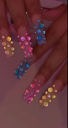 Bubble Nails, Acrylic Toe Nails, Long Acrylic Nail Designs, Drip Nails, Nails Design With Rhinestones, Colored Acrylic Nails, Dope Nail Designs, Long Square Acrylic Nails, Unique Acrylic Nails