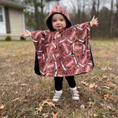 Fleece Lined With Contrasting Fleece. Poncho Has Hood And Side Snaps To Form Sleeves. Unsnap The Side And It Opens To Drape Over The Carseat. Does Not Interfere With The Security Of Your Carseat. Fleece Carseat Poncho, Fleece-lined Outerwear For Fall Playtime, Fleece-lined Outerwear For Playtime In Fall, Fall Outerwear With Fleece Lining For Playtime, Carseat Poncho Pattern, Carseat Poncho, Toddler Poncho, Car Seat Poncho, Fleece Poncho