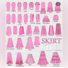 the instructions for how to wear skirts in different styles and colors, including pinks