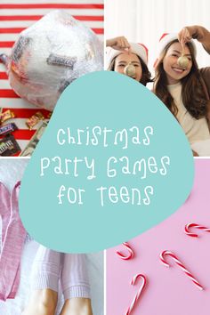 christmas party games for teens with candy canes, candies and lollipop