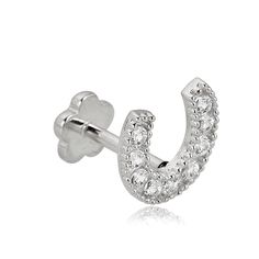 PRICES MAY VARY. Crafted in 018-gauge 14K White Gold, this horseshoe cartilage piercing/flat back earring is lined with glimmering Simulated Diamond Cubic Zirconia (CZ) accents. Includes a ball flower internally threaded backing in a matching color of high polished 14K gold. It measures 6mm in length and 7mm in width HYPOALLERGENIC: Safe for people with sensitive skin. Our fine jewelry is manufactured with authentic metals and solid stamped 10K/14K Gold, 1/20 14K GF or 925 Sterling Silver. THE P Piercing Flat, Flat Back Earrings, Lucky Horseshoe, Body Jewelry Piercing, Jewelry Safe, Cartilage Piercing, Piercing Jewelry, Jewelry Care, Body Jewelry