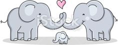 two elephants holding hands with a heart above them