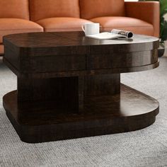 a coffee table in the middle of a living room