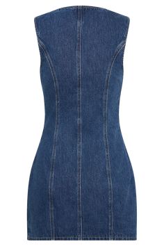 Denim devotion. The JANE Button Down Denim Mini Dress is a stylish and versatile addition to any wardrobe. Featuring a round neckline and a centre front button closure, this sleeveless dress offers a clean and classic look. The front mock pockets and princess seams add subtle detailing, enhancing the dress's tailored fit. With its mini length, the Jane dress is perfect for both casual outings and dressier occasions, combining the timeless appeal of denim with modern design. Princess Seam Dress, Jane Dress, Princess Seams, Denim Mini Dress, Princess Seam, Denim Mini, Classic Looks, Round Neckline, Latest Fashion Trends