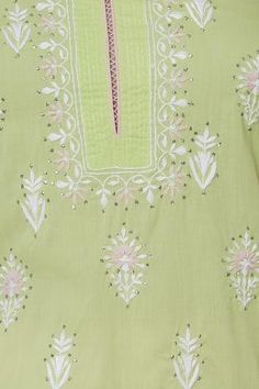 Shop for House of Kotwara Green Cotton Kurta Palazzo Set for Women Online at Aza Fashions Green Traditional Wear With Gota Work For Spring, Spring Green Traditional Wear With Gota Work, Pista Green Straight Kurta Anarkali Set For Spring, Summer Green Kurta With Mirror Work, Anarkali Green Sharara For Summer, Traditional Pista Green Sets For Summer, Green Anarkali Sharara For Summer, Traditional Pista Green Summer Sets, Green Cotton Gota Work Set