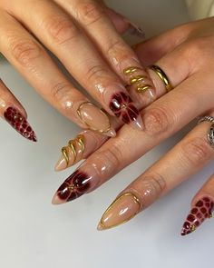 Materials: gel nail, long stiletto tips Greetings and welcome to my store. Hope you find a style you like. ✋🙆I only work with high-quality materials to create sturdy & long-lasting luxury press on nails that you can trust on. My nails will last for:1- 2 days using adhesive tab (provided with the nail set) 2- 3 weeks using nail glue. You can reuse all of the nails multiple times if you take care of them. Follow the instructions provided with the nail set. 💮Please follow the instruction size mea Olive And Fish Nails, End Of Summer Fall Nails, Xl Long Acrylic Nails Almond, Almond Baddie Nails Acrylic, Street Wear Nails Acrylic, Brown Vacation Nails, Burgundy Accent Nails, Nails With Clear Design, Red Y2k Nails Almond