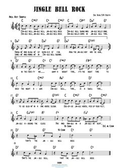 sheet music with the words jingle bell rock