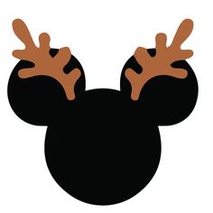 a black and brown mickey mouse head with two hands on it's ears, viewed from the front